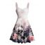 Robe gothique à motif floral et tête de mort, buste froncé, ceinture, décolleté en cœur, mini robe de vacances trapèze - Rose clair XXXXXL | US 20