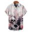 Chemise gothique à manches courtes et boutons pour homme, motif floral et tête de mort, style vacances - Rose clair 5XL