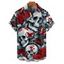 Chemise gothique à manches courtes et boutons pour homme, motif tête de mort, rose et papillon, style vacances - Noir XL