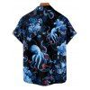 Chemise de vacances à manches courtes et boutons pour homme, motif pieuvre, vie marine - Noir 5XL