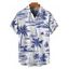 Chemise de vacances à manches courtes et boutons pour homme, motif cocotier et voilier, décontractée - Bleu profond 5XL