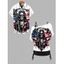 Independence Day Couple Outfit Skull Star Striped Pattern Skew Neck Tee and Solid Color Cinched Tank Top and Button Up Shirt Patriotic Matching Outfit - Blanc S | US 4