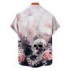 Gothic Couple Outfit Floral Skulls Pattern Ruched Bust Belt Sweetheart Neck Dress and Button Up Shirt Vacation Matching Outfit - Rose clair S | US 4