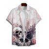 Gothic Couple Outfit Floral Skulls Pattern Ruched Bust Belt Sweetheart Neck Dress and Button Up Shirt Vacation Matching Outfit - Rose clair S | US 4