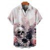 Gothic Couple Outfit Floral Skulls Pattern Ruched Bust Belt Sweetheart Neck Dress and Button Up Shirt Vacation Matching Outfit - Rose clair S | US 4