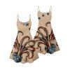 Independence Day Couple Outfit Octopus American Flag Elements Pattern Spaghetti Strap Tank Dress and Button Up Shirt Vacation Matching Outfit - café lumière S | US 4