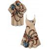 Independence Day Couple Outfit Octopus American Flag Elements Pattern Spaghetti Strap Tank Dress and Button Up Shirt Vacation Matching Outfit - café lumière S | US 4