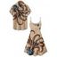 Independence Day Couple Outfit Octopus American Flag Elements Pattern Spaghetti Strap Tank Dress and Button Up Shirt Vacation Matching Outfit - café lumière S | US 4