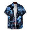 Vacation Couple Outfit Octopus Flower Marine Life Pattern Spaghetti Strap V Neck A Line Mini Tank Dress and Button Up Shirt Beach Matching Outfit - Noir S | US 4