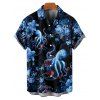 Vacation Couple Outfit Octopus Flower Marine Life Pattern Spaghetti Strap V Neck A Line Mini Tank Dress and Button Up Shirt Beach Matching Outfit - Noir S | US 4