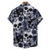 Gothic Couple Outfit Allover Skull Rose Leaf Pattern Spaghetti Strap Tank Dress and Button Up Shirt Vacation Matching Outfit - Noir S | US 4