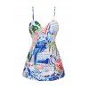 Vacation Couple Outfit Leaf Flower Banana Letter Printed Spaghettis Strap Swim Top and Briefs Swimsuit and Button Up Shirt Beach Matching Outfit - Blanc S | US 4