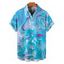 Chemise de vacances à imprimé vagues abstraites pour homme, boutonnée, retroussée, manches courtes, décontractée - Bleu clair 5XL