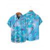 Vacation Couple Outfit Abstract Wave Printed Halter Side Swim Top Bowknot Briefs Swimsuit and Button Up Shirt Beach Matching Outfit - Bleu clair S | US 4