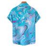 Vacation Couple Outfit Abstract Wave Printed Halter Side Swim Top Bowknot Briefs Swimsuit and Button Up Shirt Beach Matching Outfit - Bleu clair S | US 4