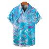 Vacation Couple Outfit Abstract Wave Printed Halter Side Swim Top Bowknot Briefs Swimsuit and Button Up Shirt Beach Matching Outfit - Bleu clair S | US 4