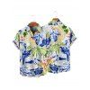 Chemise de vacances à manches courtes et boutons pour homme, décontractée, avec imprimé feuilles, fleurs, banane et lettres - Blanc 5XL