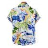 Chemise de vacances à manches courtes et boutons pour homme, décontractée, avec imprimé feuilles, fleurs, banane et lettres - Blanc 5XL