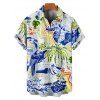 Chemise de vacances à manches courtes et boutons pour homme, décontractée, avec imprimé feuilles, fleurs, banane et lettres - Blanc 5XL