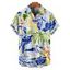 Chemise de vacances à manches courtes et boutons pour homme, décontractée, avec imprimé feuilles, fleurs, banane et lettres - Blanc 5XL