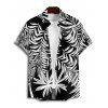 Beach Couple Outfit Tropical Leaf Print Cinched Ruched Bust Swim Top Bowknot Boyshorts Swimsuit and Button Up Shirt Vacation Matching Outfit - Noir S | US 4