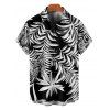 Beach Couple Outfit Tropical Leaf Print Cinched Ruched Bust Swim Top Bowknot Boyshorts Swimsuit and Button Up Shirt Vacation Matching Outfit - Noir S | US 4