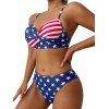 Maillot de bain tankini à bretelles spaghetti torsadées avec imprimé drapeau américain et étoiles, pour le jour de l'indépendance, à armatures et push-up - multicolor XL | US 10
