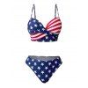 Maillot de bain tankini à bretelles spaghetti torsadées avec imprimé drapeau américain et étoiles, pour le jour de l'indépendance, à armatures et push-up - multicolor XL | US 10