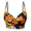 Maillot de bain tankini à imprimé floral, bretelles spaghetti torsadées, lacets, ajouré, à armatures, push-up, pour les vacances - Noir S | US 4
