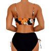 Maillot de bain tankini à imprimé floral, bretelles spaghetti torsadées, lacets, ajouré, à armatures, push-up, pour les vacances - Noir S | US 4