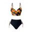 Maillot de bain tankini à imprimé floral, bretelles spaghetti torsadées, lacets, ajouré, à armatures, push-up, pour les vacances - Noir S | US 4