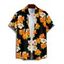 Chemise de vacances à motif floral coloré pour homme, boutonnée, retroussée, manches courtes, pour la plage - Noir 5XL