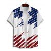 Chemise patriotique à rayures étoilées pour homme, motif drapeau américain, boutonnée, retroussée, manches courtes, pour le jour de l'indépendance - Blanc 5XL