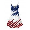 Robe patriotique à rayures étoilées et motif drapeau américain, bretelles spaghetti, col en V, coupe trapèze, mini-robe débardeur pour le jour de l'indépendance - Blanc XXXXXL | US 20