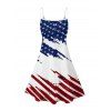 Robe patriotique à rayures étoilées et motif drapeau américain, bretelles spaghetti, col en V, coupe trapèze, mini-robe débardeur pour le jour de l'indépendance - Blanc XXXXXL | US 20