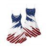 Independence Day Couple Outfit Star Striped American Flag Pattern Spaghetti Strap Tank Dress and Button Up Shirt Patriotic Matching Outfit - Blanc S | US 4