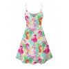 Robe de vacances à motif floral et flamant rose, bretelles spaghetti, col en V, coupe trapèze, mini, décontractée - multicolor A XXXXXL | US 20