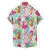 Vacation Couple Outfit Floral Leaf Flamingo Pattern Spaghetti Strap Tank Dress and Button Up Shirt Casual Matching Outfit - multicolor A S | US 4