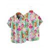 Vacation Couple Outfit Floral Leaf Flamingo Pattern Spaghetti Strap Tank Dress and Button Up Shirt Casual Matching Outfit - multicolor A S | US 4