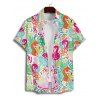 Vacation Couple Outfit Floral Leaf Flamingo Pattern Spaghetti Strap Tank Dress and Button Up Shirt Casual Matching Outfit - multicolor A S | US 4