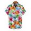 Chemise hawaïenne à manches courtes et boutons pour homme, motif floral tropical et feuilles - Noir S