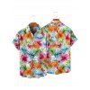 Chemise hawaïenne à manches courtes et boutons pour homme, motif floral tropical et feuilles - Blanc 5XL