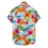 Chemise hawaïenne à manches courtes et boutons pour homme, motif floral tropical et feuilles - Blanc 5XL