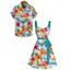 Vacation Couple Outfit Tropical Floral Leaf Pattern Ruched Bust Belt Dress and Button Up Shirt Hawaii Matching Outfit - Noir S | US 4