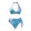 Maillot de Bain de Plage Ouvert Au Dos Abstrait Imprimé à Taille Haute avec Nœud Papillon - Bleu Ciel XL | US 10