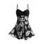 Maillot de Bain Tankini Au Poitrine Feuille Imprimée Transparent à Bretelle Fine Deux Pièces - Vert clair XL | US 10