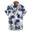 Chemise gothique à manches courtes et boutons pour homme, motif floral et feuilles, motif tête de mort, style vacances - Bleu profond 5XL