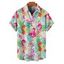 Chemise de vacances à manches courtes et boutons pour homme, motif flamant rose, motif floral et feuilles, décontractée - multicolor A 5XL