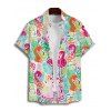 Chemise de vacances à manches courtes et boutons pour homme, motif flamant rose, motif floral et feuilles, décontractée - multicolor A 5XL