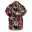 Chemise hawaïenne à manches courtes et boutons pour homme, motif floral tropical et feuilles - Noir S
